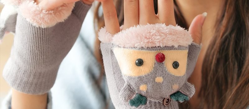 Gants de tricot en fausse laine d'hiver | gants de demi-doigt à rabat pour femmes